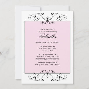 Pretty Pink with Black Scroll Bridal shower Invite
