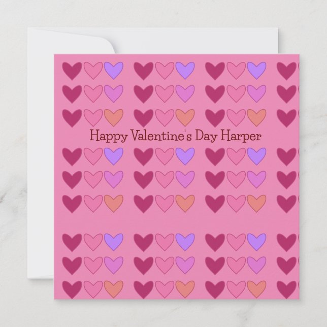 Pretty Pink With Hearts Colourful Valentine’s Day Holiday Card (Front)