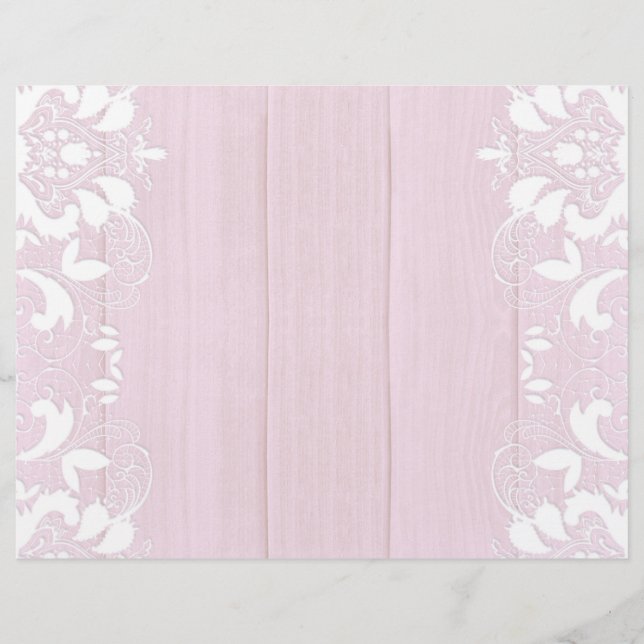 Pretty Pink Wood with Lace Borders Scrapbook Paper (Front)