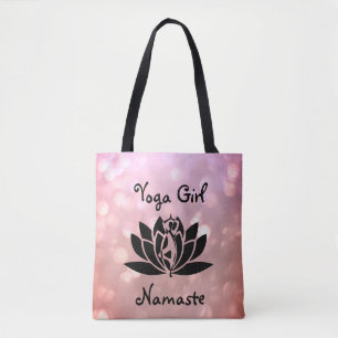 Pretty Pink Yoga Girl Namaste design Tote Bag