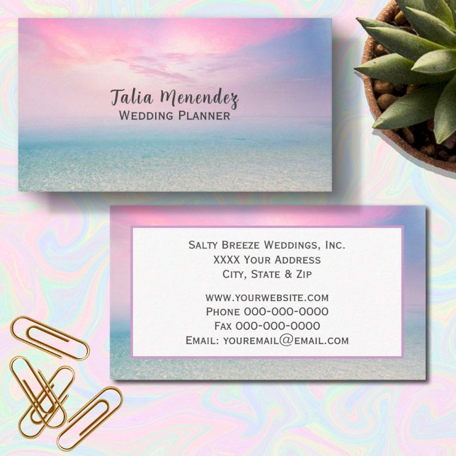 Pretty Pinks Ocean Sunset Business Card (Creator Uploaded)