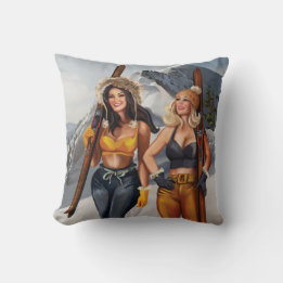 Pretty Pinup Girls Skiing Cushion