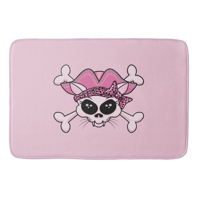 Pretty Pirate Kitty Skull Bath Mat (Front)
