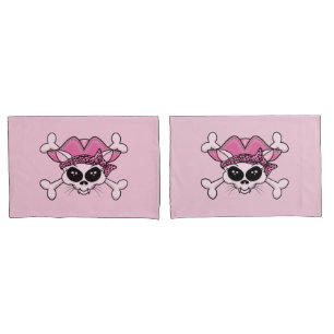 Pretty Pirate Kitty Skull Pillowcase