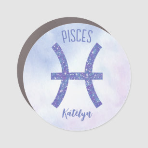 Pretty Pisces Astrology Personalised Purple Car Magnet