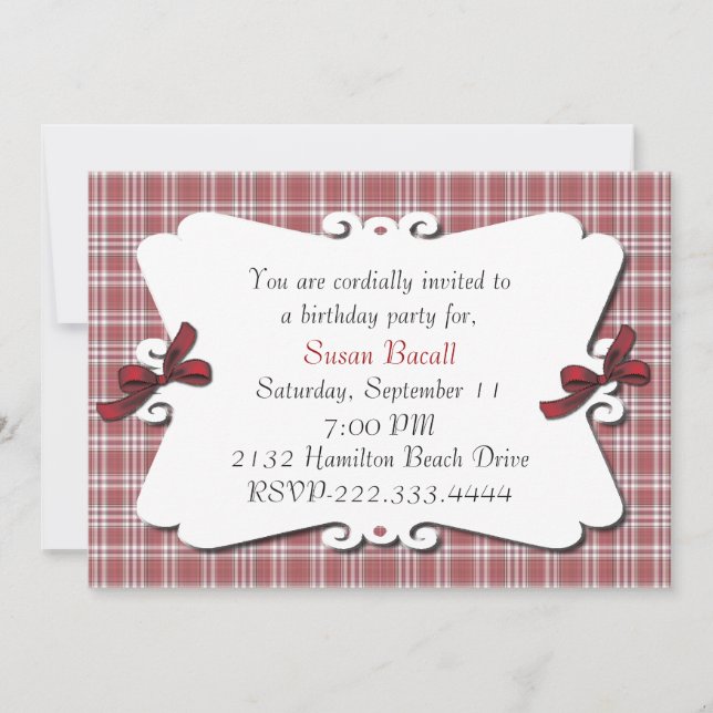 Pretty plaid invitation (Front)