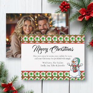 Pretty Plaid Snowman Photo Template Christmas