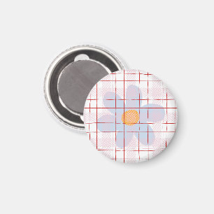 Pretty plaid with blue floral Girly artwork Magnet