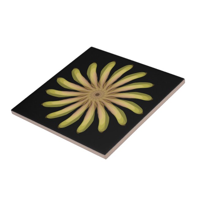 Pretty Plant Flower With Earth Tone Curvy Petals Tile (Side)