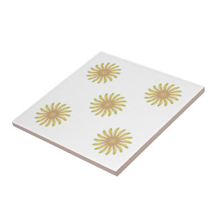 Pretty Plant Flower With Earth Tone Curvy Petals Tile