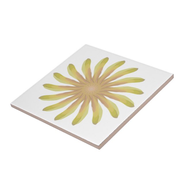 Pretty Plant Flower With Earth Tone Curvy Petals Tile (Side)