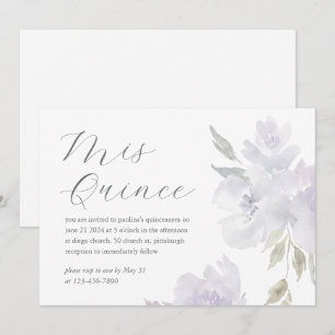 Pretty Plum Floral 15 Years Birthday Quinceañera Invitation