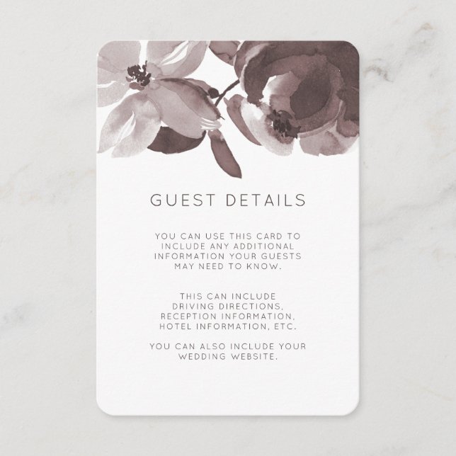 Pretty Plum Floral Wedding Guest Details Enclosure Card (Front)