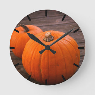 Pretty Plump Pumpkins Round Clock
