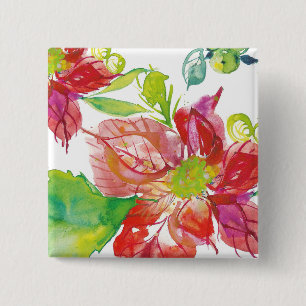 Pretty Poinsettia   Bright Neon 15 Cm Square Badge