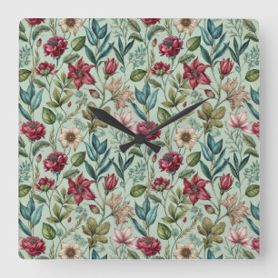 Pretty Poison Petals Square Wall Clock