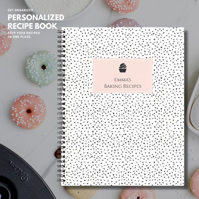 Pretty Polka Dot Blush Pink Baking Cupcake Recipe Notebook (Creator Uploaded)