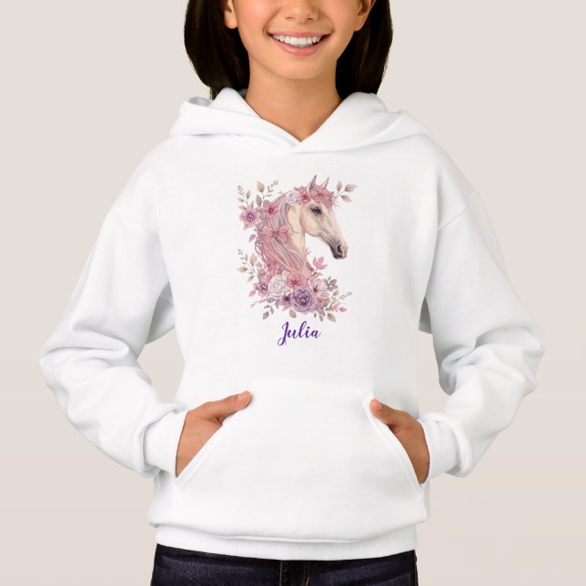 Pretty Ponies and Petals Horse Hoodie (Front)