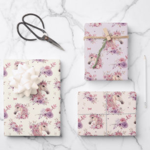 Pretty Ponies and Petals Horse Wrapping Paper