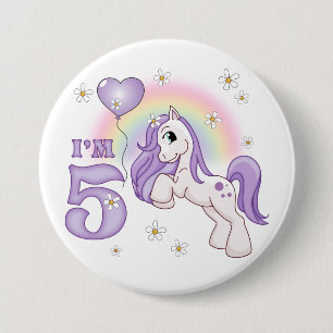 Pretty Pony 5th Birthday 7.5 Cm Round Badge