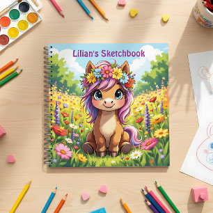 Pretty Pony with Flowers Sketchbook Notebook