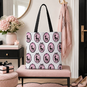 Pretty Poodle Pink and White Portrait Tote Bag