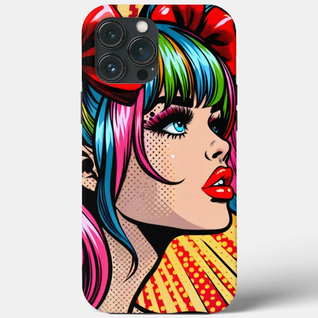 Pretty Pop Art Comic Girl Colourful Ai Art Case-Mate iPhone Case (Back)
