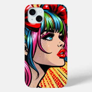 Pretty Pop Art Comic Girl Colourful Ai Art iPhone 15 Mini Case