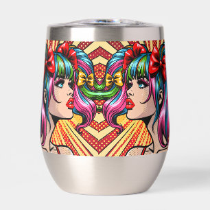 Pretty Pop Art Comic Girl with Bows