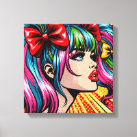 Pretty Pop Art Comic Girl with Bows