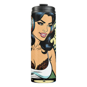 Pretty Pop Art Deejay Jamming Thermal Tumbler