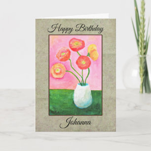Pretty Poppies Custom Name & Text Floral Birthday Card