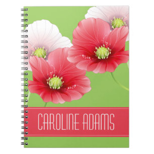 Pretty Poppies Floral Monogram Spiral Notebook
