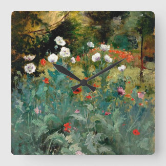 Pretty Poppies Square Wall Clock