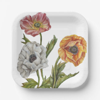 Pretty Poppy Paper Plates
