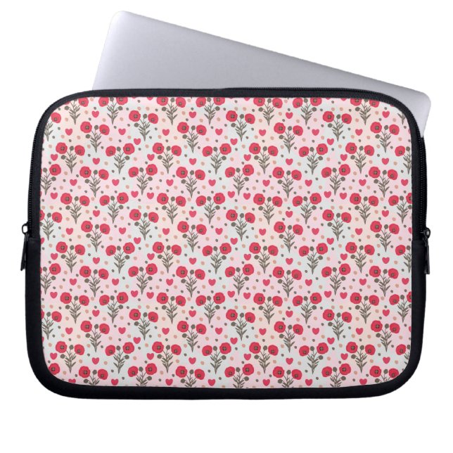 Pretty poppy seamless pattern laptop sleeve (Front)