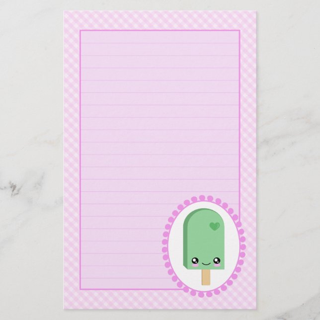 Pretty Popsicles Lime Fruit Kawaii Stationery (Front)