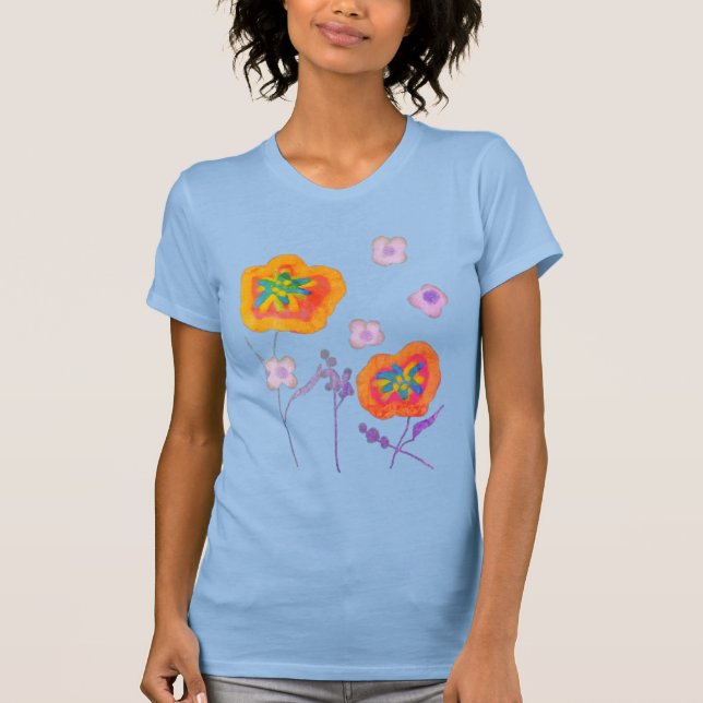Pretty Posies Abstract Floral Art to Wear T-Shirt (Front)