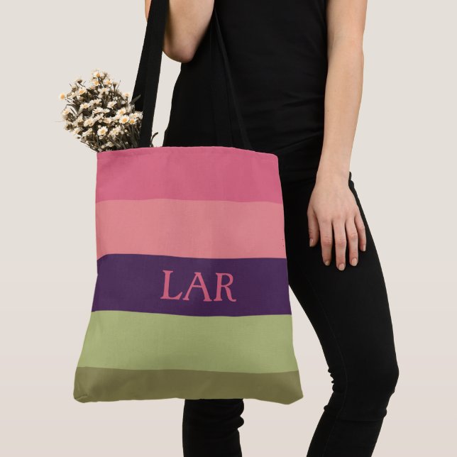 Pretty Posies Stripe Monogram Diaper Bag (Close Up)