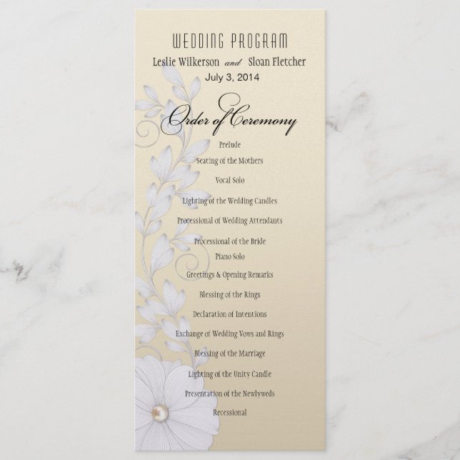 Pretty Posy Wedding Program - metallic champagne Programme (Front)