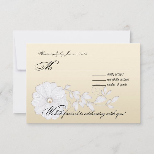Pretty Posy Wedding RSVP - metallic champagne (Front)