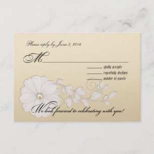 Pretty Posy Wedding RSVP - metallic champagne Card