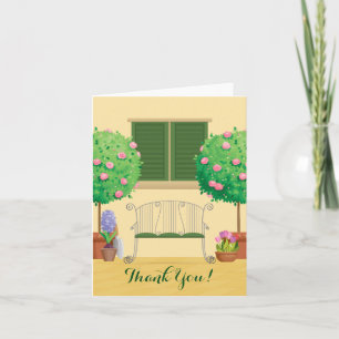 Pretty Potted Garden and Bench Thank You Card