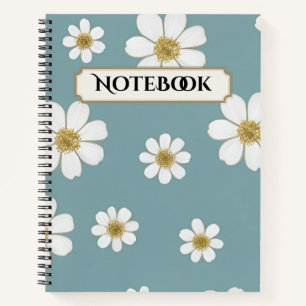 Pretty Powder Blue with Daisies Notebook