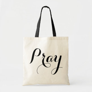 pretty PRAY script lettering | Tote Bag