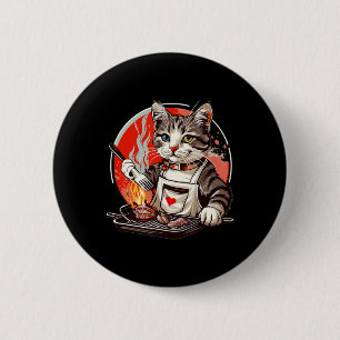 Pretty Presentation Of Bbq-loving Cat Outfit 6 Cm Round Badge