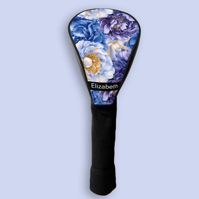 Pretty Pretty Blue Peony Personalised Golf Head Cover (Creator Uploaded)