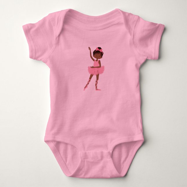 Pretty Princess African American Ballerina Baby Bodysuit (Front)