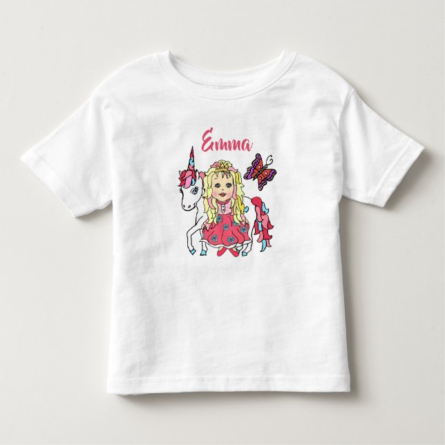 Pretty Princess and Unicorn Personalised Shirt (Front)