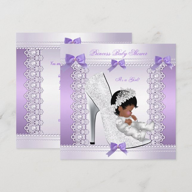 Pretty Princess Baby Shower Cute Girl in Shoe 2 Invitation (Front/Back)